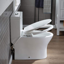 WOODBRIDGE T-0045 Modern One Piece Elongated High Effiency Toilet with Manual Operated Soft-Closed Bidet Seat, White