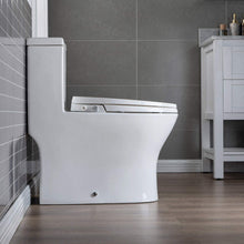 WOODBRIDGE T-0045 Modern One Piece Elongated High Effiency Toilet with Manual Operated Soft-Closed Bidet Seat, White