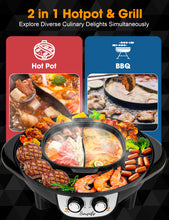 Soupify 2 in 1 Hot Pot with Grill, Electric Korean BBQ Grill, Independent Dual Temperature Control & Non-stick Pan, Multi-function Smokeless Barbecue Grill for Family and Friends Gathering