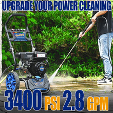 TOOLCY 3400 PSI 2.8 GPM Gas Powered Pressure Washer with Onboard Soap Tank, Spray Gun, 30FT Pressure Hose, 5 Nozzles, Foldable Handle Gas Power Washer for Cleaning Cars Homes Patios Fences Driveways