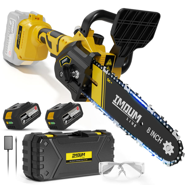 8 inch Mini Chainsaw Cordless, with 2X3.0Ah Large Batteries, Brushless Electric Handheld Chain Saw, Auto Oiler, Lightweight, Portable with Case, Powerful and Easy for Trimming and Pruning 2024 NEW