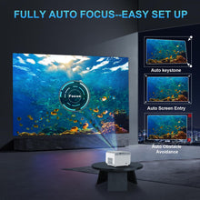 [Auto Focus&Apps] FunFlix A1 4K Projector with 5G WiFi and Bluetooth Android TV 800 ANSI Native 1080P Outdoor Movie Projector Dust-proof 50% Zoom for Phone/TV//HDMI/USB