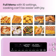 VAL CUCINA Limited Edition Happy Pink Infrared Heating Air Fryer Toaster Oven, Extra Large Countertop Convection Oven 10-in-1 Combo, 6-Slice Toast, Enamel Baking Pan Easy Clean with Recipe Book