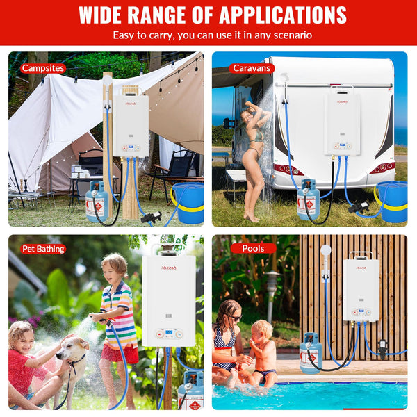 Tankless Water Heater Propane,3.18GPM 12L Outdoor Portable Water Heater,with 2 GPM Water Pump, Instant Propane Water Heater with Digital Display Multi-Protection for Camping Trips