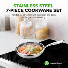 NutriChef 7-Piece Tri-Ply Stainless Steel Frying Pan Set & Wok – Nonstick, Induction Compatible, Oven Safe, Scratch-Resistant, Dishwasher Safe