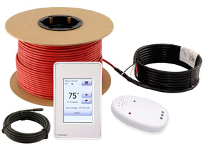 LuxHeat 40sqft Floor Heating Cable Kit - 240v Electric In Floor Heating System for Tile - Heated Flooring System - Includes UDG4 Programmable Thermostat w/GFCI, Heater Cable, Alarm & Flooring Sensor