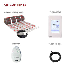 LuxHeat 50sqft Floor Heating Mat Kit - 120v Electric Heating Mat System - Complete Electric Radiant Heated Flooring System Includes Alarm, UDG4 Programmable Thermostat w/GFCI & Floor Sensor