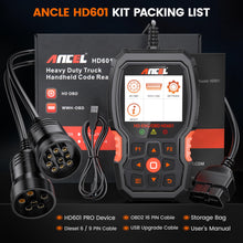 ANCEL Heavy Duty Truck Scanner HD601 All System Diesel Diagnostic Scan Tool fits for Cummins, Detroit, Freightliner, International, Paccar, Check Engine for Truck & Car 2 in 1 Code Reader