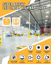 JC-LGL LED Linear High Bay Light, 210W LED High Bay Shop Lights Fixture, Compatible with Industrial 120-277V, 31500LM LED Linear High Bay Light for Shop Garage Warehouse, UL Complied, 4 Pack, White