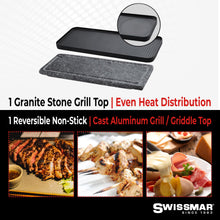 Swissmar Swivel 8-Person Raclette Table Grill with Cast Aluminum & Granite Stone Grill Top - Indoor Electric Raclette Grill for BBQ Bonding & Family Gatherings