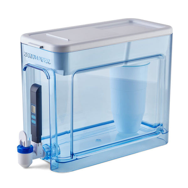 ZeroWater 32-Cup Ready-Read 5-Stage Water Filter Pitcher Dispenser with 5-Stage 0 TDS Zero Water Filter – IAPMO Certified to Reduce Metals, Chlorine, Lead, Chromium, and Forever Chemicals PFOA/PFOS