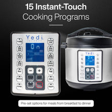 Yedi HOUSEWARE 9-in-1 Total Package Instant Programmable Pressure Cooker, 6 Quart, Deluxe Accessory kit, Recipes, Pressure Cook, Slow Cook, Rice Cooker, Yogurt Maker, Egg Cook, Sauté, Steamer, Stainless Steel