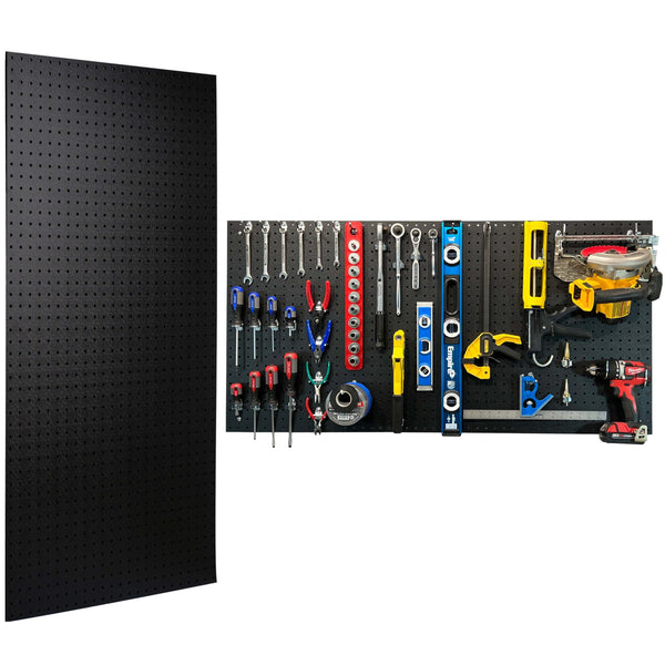 Triton Products Heavy Duty Pegboards - Set of 2 Duraboard Wall Panels for Home, Office, Garage, Storage and Organization, 24" x 48" x 1/4" (Black)