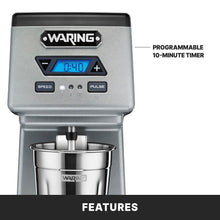 Waring Commercial WDM120TX Heavy-Duty Single 1Hp Spindle Drink Mixer with Countdown Timer, Digital Display, Automatic Start/Stop, 120V, 5-15 Phase Plug, 22