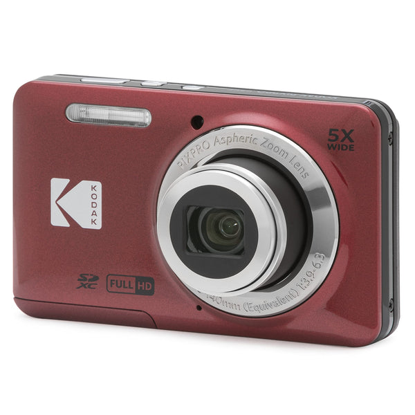 KODAK PIXPRO FZ55-RD 16MP Digital Camera 5X Optical Zoom 28mm Wide Angle 1080P Full HD Video 2.7" LCD Vlogging Camera (Red) Packaging May Vary