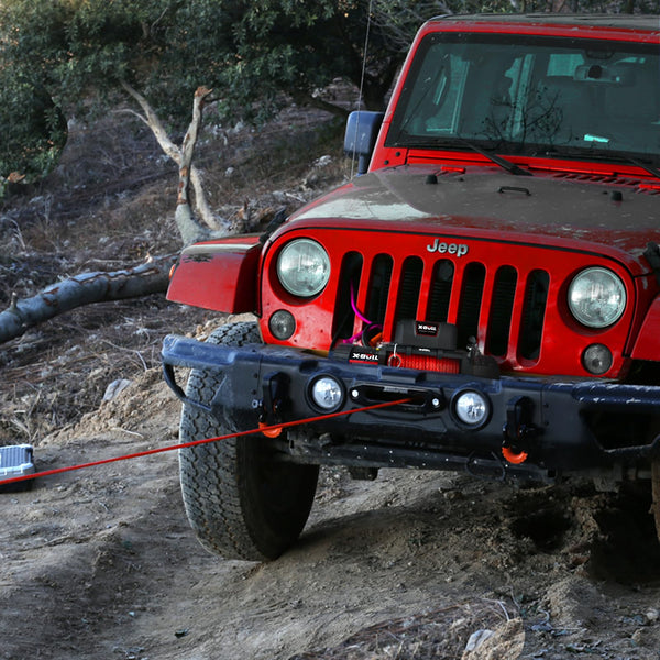 X-BULL Winch 10000 lb. Load Capacity Electric Winch Kit 12V Synthetic Rope,Waterproof Electric Winch with Hawse Fairlead, with Wireless Handheld Remote and Corded Control Recovery