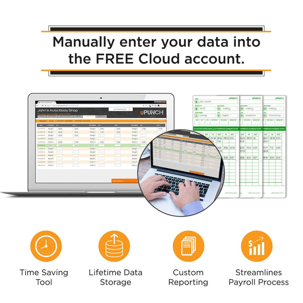 uPunch HN3500 Advanced Time Clock Bundle for Small Business: Complete Employee Time Tracking System with 100 Time Cards, 2 Racks, 2 Ribbons, and 6 Keys