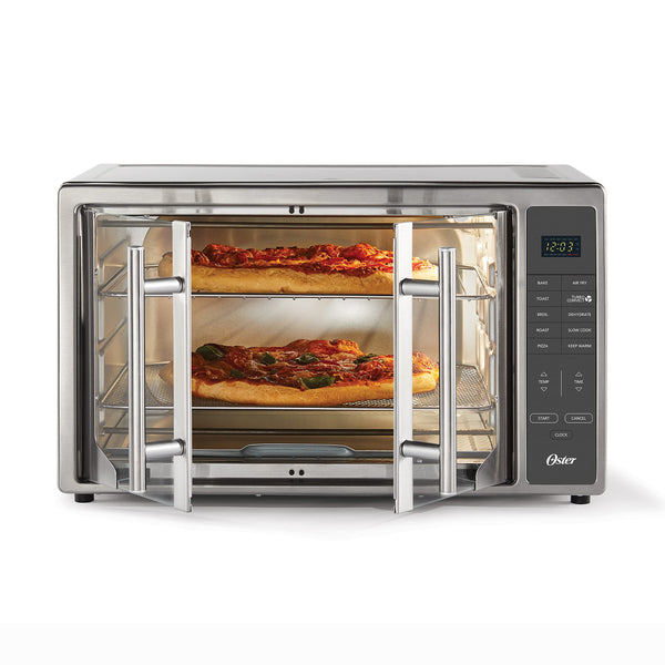 Oster Air Fryer Oven, 10-in-1 Countertop Toaster, Large Enough for 2 Pizzas, Stainless Steel French Doors, XL Sized