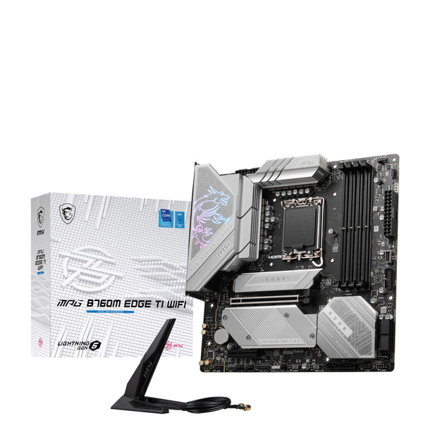 MSI MPG B760M Edge TI WiFi Gaming Motherboard (Support 14th/13th/12th Gen Intel Processors, LGA 1700, DDR5, PCIe 5.0, M.2 Slots, 2.5Gbps LAN, USB 3.2 Gen2, HDMI/DP, Wi-Fi 6E, Bluetooth 5.3, mATX)