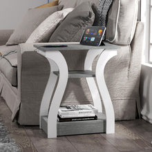 FROMJBEST End Tables Living Room Set of 2, End Table with Charging Station, Grey End Table with USB,Grey Side Table, Nightstand for Bedroom, 3 Tier End Table with Storage Shelf for Living Room Grey