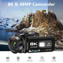 Video Camera 8k Camcorder 48MP UHD WiFi IR Night Vision Vlogging Camera for YouTube, 18X Digital Zoom 3.0“ LCD Screen Digital Camera with Microphone, 32G SD Card, Remote Control and 2 Batteries