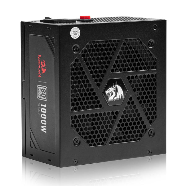 Redragon PSU017 80+ Platinum 1000 Watt ATX 3.0 & PCIe 5.0 Fully Modular Gaming Power Supply, 80 Plus Certified, 100% Japanese Capacitors & Low Noise Smart-ECO Fan, Fully Modular w/12VHPWR Cable