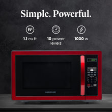 Farberware Countertop Microwave 1000 Watts, 1.1 cu ft - Microwave Oven With LED Lighting and Child Lock - Perfect for Apartments and Dorms - Easy Clean Metallic Red