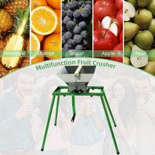 Fruit and Apple Crusher with Stand - 7L Manual Juicer Grinder,Portable Fruit Scratter Pulper for Wine and Cider Pressing(Stainless Steel,1.8 Gallon,Green)