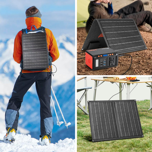 Takki 120W Peak Solar Generator Portable Power Station with 21W Panels, 88Wh Solar Charger Power Bank AC DC USB Ports for Camping Tent Laptop Outdoor Emergency