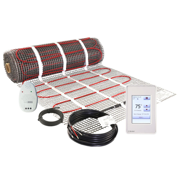 LuxHeat 40 Sqft Mat Kit, 120v Electric Radiant Floor Heating System for Under Tile, Stone and Laminate. Kit Includes Alarm, Heated Floor Mat, UDG4 OJ Microline Programmable Thermostat w/GFCI & Sensor