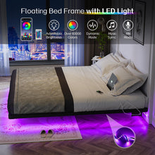 OLEVS King Size Floating Bed Frame, Metal Platform, with LED Light and Charging Station, No Box Spring Needed, Noise-Free, Easy Assembly