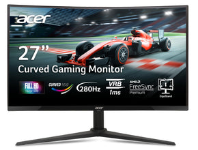 Acer Nitro 27 Inch 1500R Curved Zero-Frame Full HD (1920 x 1080) Gaming Monitor | AMD FreeSync Premium | Up to 280Hz Refresh | 1ms VRB | 1 x Display Port 1.4 and 2 x HDMI 2.0 Ports | XZ270