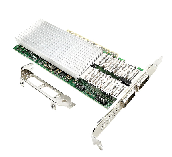 Lemspum 100G Ethernet Network Interface Card Dual QSFP28 Ports Converged Network Adapter Compatible Intel E810-CQDA2, PCIe 4.0 x16 NIC LAN Card Windows Server/Linux/VMware