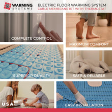 Warming Systems - 20 Sqft 240V Electric Radiant Floor Heating System – Includes Heating Cable, Membrane, Programmable Thermostat, and Under Tile Heater