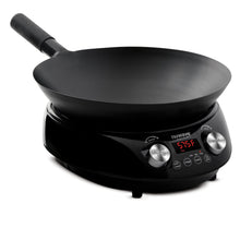 Nuwave Mosaic Induction Wok, Precise Temp Controls from 100°F to 575°F in 5°F, Wok Hei, Infuse Complex Charred Aroma & Flavor, 3 Watts 600,900 & 1500, Authentic 14-inch Carbon Steel Wok Included,Black