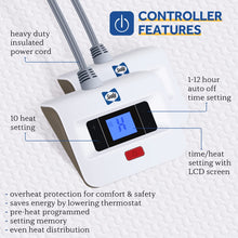 Sealy Heated Mattress Pad Queen Size, Zone Heating Electric Bed Warmer with Deep Pocket, 10 Heat Setting Dual Controller & 1-12 Hours Auto Shut Off, Knitted Breathable Heated Mattress Cover, White
