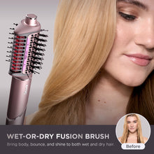 Shark FlexFusion Hair Straightener & Powerful Hair Dryer with Fusion Hair Brush, Ceramic Air Styler with Auto-Wrap Hair Curlers & Concentrator, Ceramic Plates, Cosmic Blush HD641S