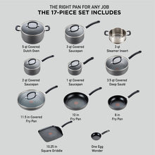 T-fal Ultimate Hard Anodized Nonstick Cookware Set 17 Piece, Oven Broiler Safe 400F, Lid Safe 350F, Kitchen Cooking Set w/Fry Pans, Saucepans, Saute Pan, Griddle, Pots and Pans, Dishwasher Safe Black