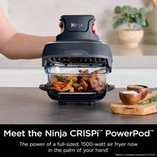 Ninja Crispi 4-in-1 Portable Glass Air Fryer Cooking System, 4QT & 6 Cup Glass Containers with Storage Lids, Easy Meals, Microwave, Freezer & Dishwasher Safe, Air Fry, Bake & More, Cyberspace, FN101GY