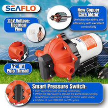 SEAFLO 55-Series Industrial Water Pressure Pump w/Power Plug for Wall Outlet - 115VAC, 5.0 GPM, 60 PSI | Self-Priming, Heavy Duty, Quiet Operation | Ideal for RV, Boat, Off-Grid, and Industrial Use