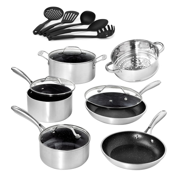 Granitestone Cookware Set, Large, Silver