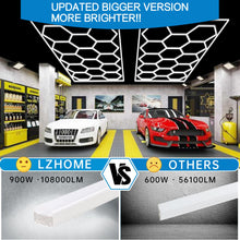 Updated Bigger Size Hexagon LED Garage Light: 108000LM Ultra-Bright, Hexagon led Lights for Garage Warehouse Workshop Gym Basement