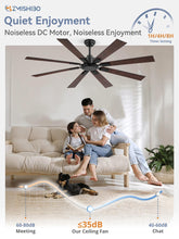 65 Inch Ceiling Fan No Light with Remote, Black Large Ceiling Fan Without Light with Quiet Reversible DC Motor, 6-Speeds, 8 Blades, Indoor/Outdoor Modern Ceiling Fans for Patios, Living Room, Garage