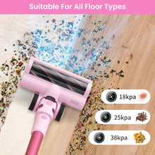 Belife Cordless Vacuum Cleaner, 38Kpa 450W Stick Vacuum Cleaners for Home Carpet Hardwood Floor, Wireless Household Vaccum for Pet Hair with Led Touch Display, Up to 45mins Runtime (Pink)