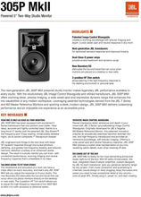 JBL Professional 305P MkII 5-Inch 2-Way Powered, Active Monitor Speakers for Near Field Music Production, Studio Monitor, Desktop Computer, Hi-Fi Audio. Sold as Pair, Black