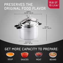 Universal (Large) 15.8-Quart Aluminum Pressure Cooker for Professional Use – Commercial-Grade, 1 Safety Valve, Reinforced Handles, Easy-Open Lid, – Ideal for Large Kitchens, and Restaurants