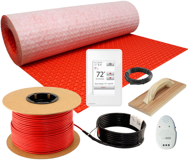 LuxHeat 10sqft Electric Radiant Floor Heating System - 120v Heated Floor System Includes UWG4 WiFi Programmable Thermostat w/GFCI, Uncoupling Membrane for Under Tile, Cable, Monitor & Sensor