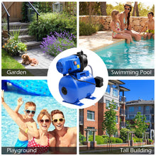 Goplus 1.6HP Shallow Well Pump with Pressure Tank, 1000GPH-5Gal Automatic Water Booster Jet Pump for Water Supply System, Irrigation Water Pump for Home, Garden & Lawn, 1200W (Blue)