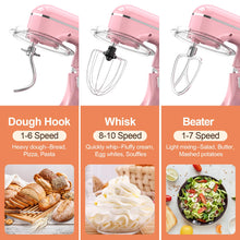 CEBORY 3-IN-1 Electric Stand Mixer, 6.5QT Bowl 660W 10-Speed Kitchen Mixer, Household Food Mixers include Dough Hook, Beater and Whisk, Bread Cake Mixer for Baking and Most Home Cooks, Pink