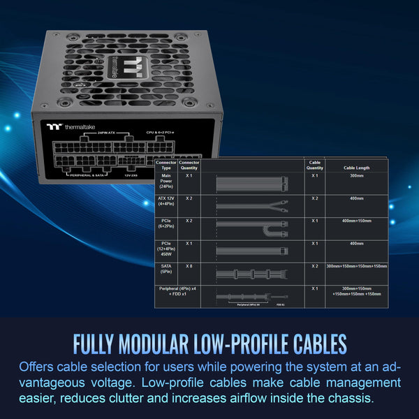 Thermaltake Toughpower SFX 750W 80Plus Platinum ATX 3.1 Standard Power Supply; 300W 12V-2x6 Connector Included; Full Modular; 90mm FDB Fan; PS-STP-0750FNFAPU-1; 7 Year Warranty